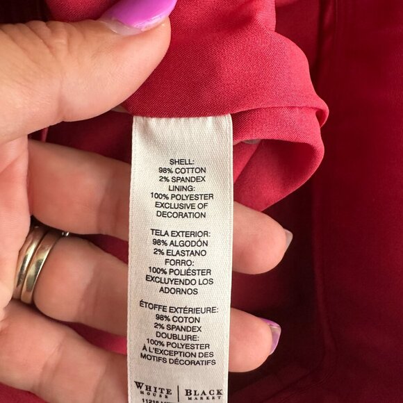 2/$30 White House Black Market Straight Mini Pencil Skirt Dark Red 6 #A0135 - Picture 6 of 9